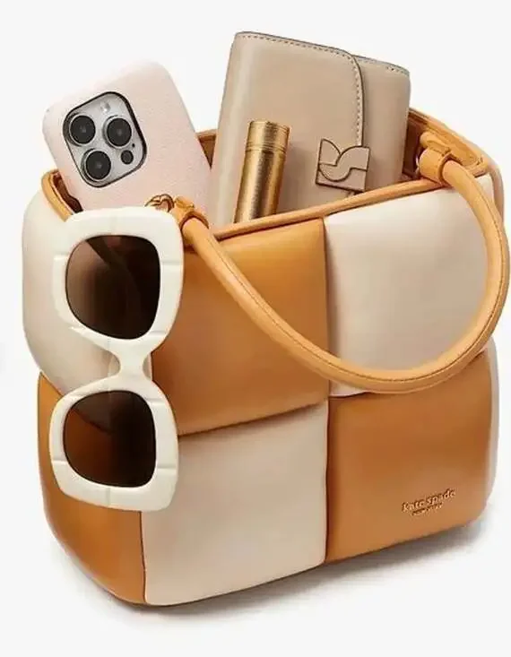 Kate Spade Boxxy Colorblocked Smooth Leather Tote in Bare Multi - Picture 6 of 12